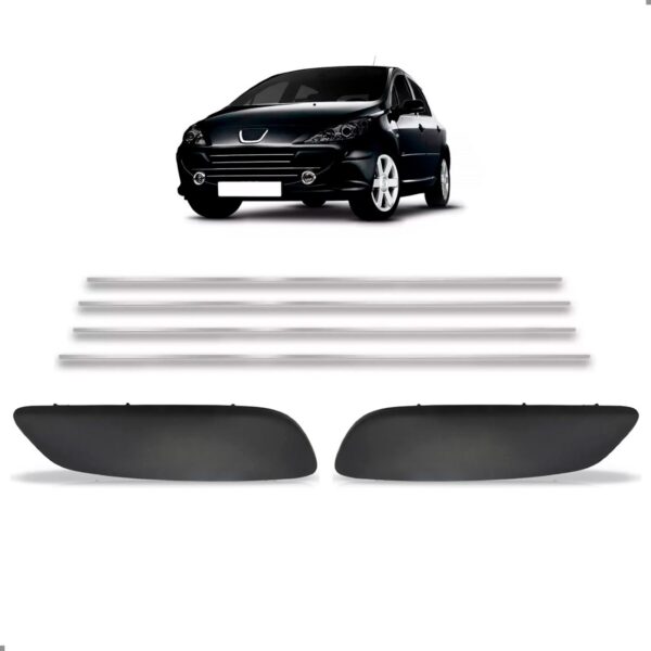 Kit Para Peugeot 307 07 A 13 Friso Grade Cromado E Molduras Plástico