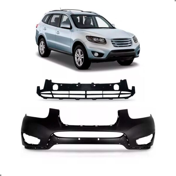 Parachoque Santa Fe 2010 2011 2012 2013 Com Grade Central Preto