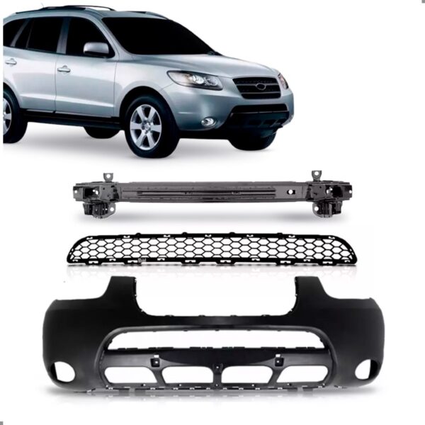 Parachoque Para Santa Fe 2007 A 2010 Grade E Alma 1a Linha  Preto