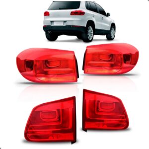 Kit Jogo Lanternas Para Tiguan 2012 A 2017 Canto E Tampa Ambos Lados Vermelho