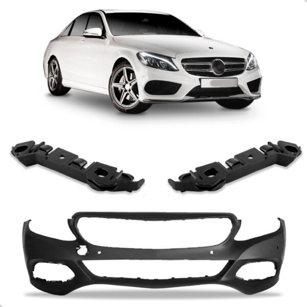 Kit Envolvente Dianteiro Com Guias Para C180 2015 A 2018 Preto