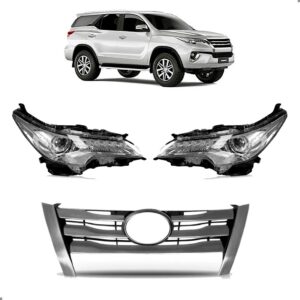 Par Farol Hilux Sw4 2016 A 20 C/ Led E Motor E Grade Cromada Ambos Lados