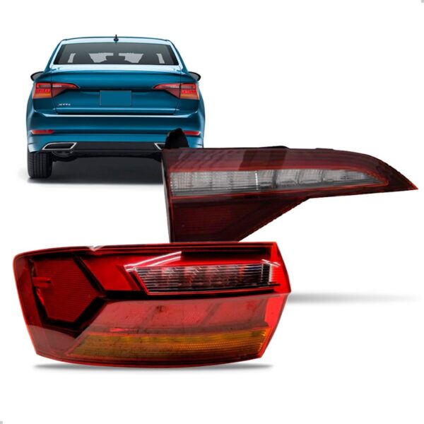 Jogo Lanterna Jetta 2019 A 2024 L. Esquerdo Canto E Tampa Vermelho