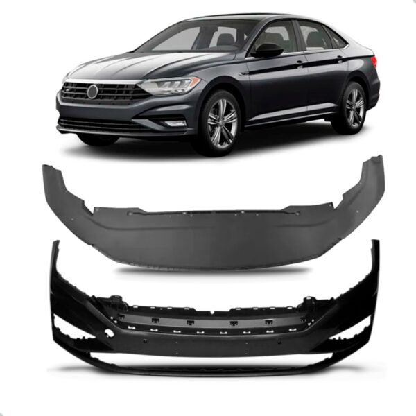 Kit Parachoque Jetta 2019 A 2022 Com Spoiler Dianteiro Preto