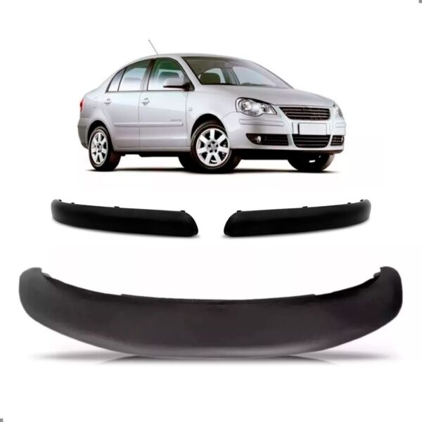 Kit Polo 2007 A 2011 Spoiler Dianteiro E Par De Apliques Preto