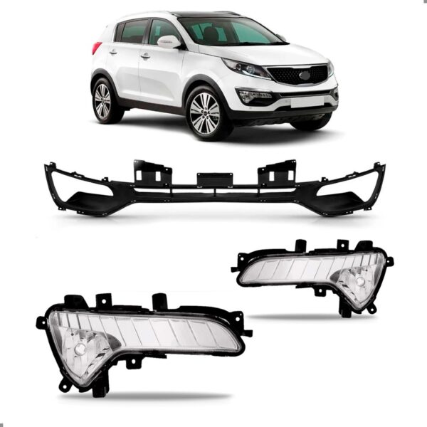 Kit Grade Parachoque Sportage Ex 2014 A 2016 + Par Milhas Preto