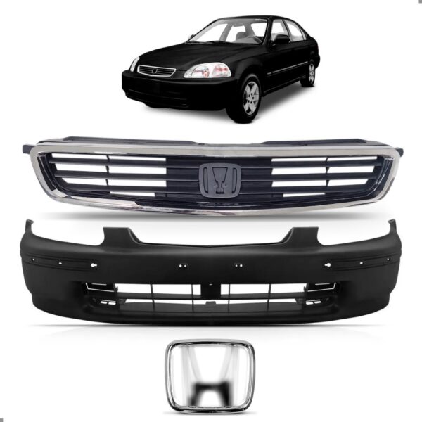 Kit Parachoque Para Honda Civic 1996 1997 1998 Preto