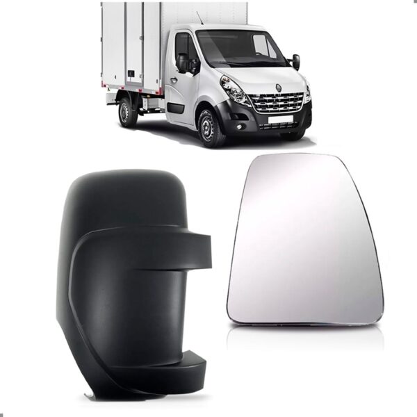 Kit Capa Retrovisor Master 2013 A 2025 Braço Curto + Lente