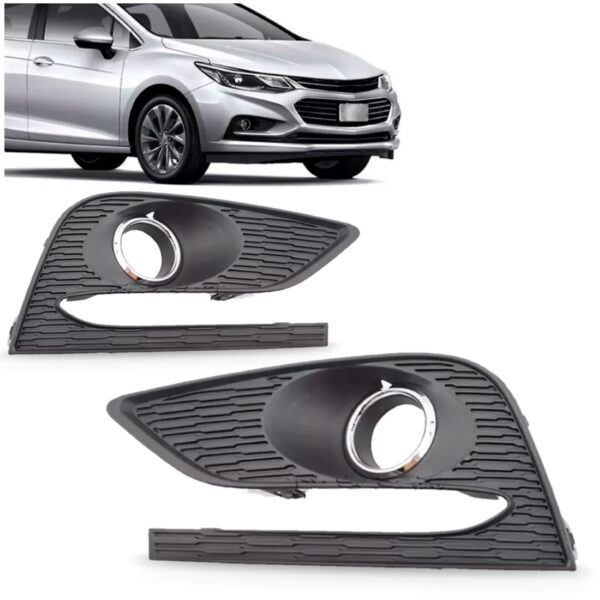 Par Grade Parachoque Cruze 2017 A 2019 Dianteiro Aro Cromado Preto