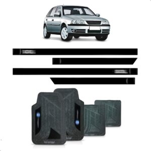 Kit Friso Lateral Gol G4 2005 A 2008 Com Jogo Tapete Pvc Preto