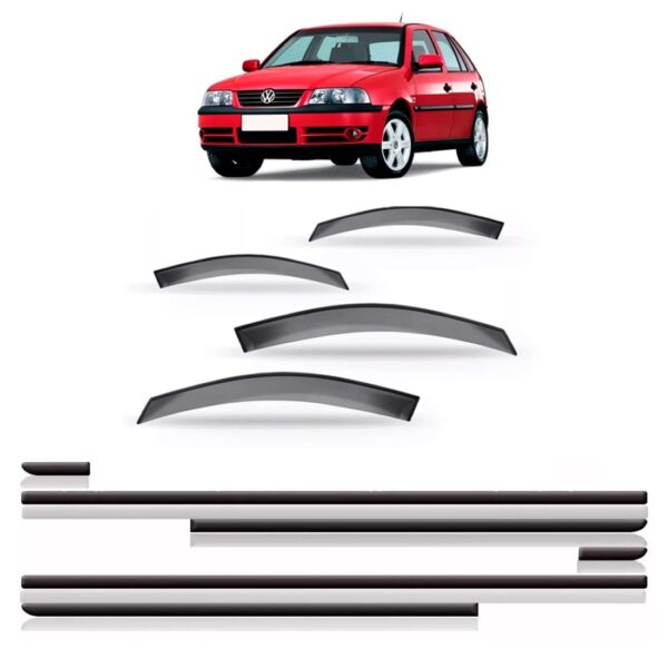 Kit Calha Chuva Gol Parati 2000 A 2004 4p + Friso Lateral Fumê
