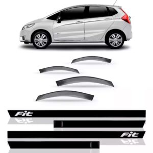Calha Chuva Honda Fit 2009 A 2013 + Friso Lateral C/garantia Fumê
