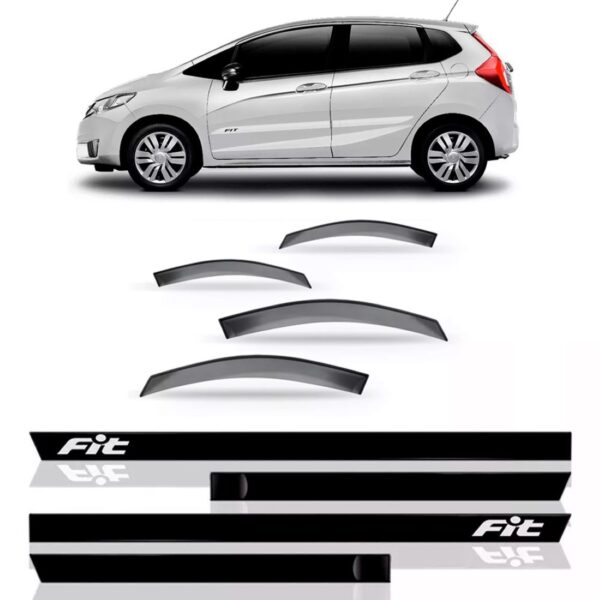 Calha Chuva Honda Fit 2009 A 2013 + Friso Lateral C/garantia Fumê