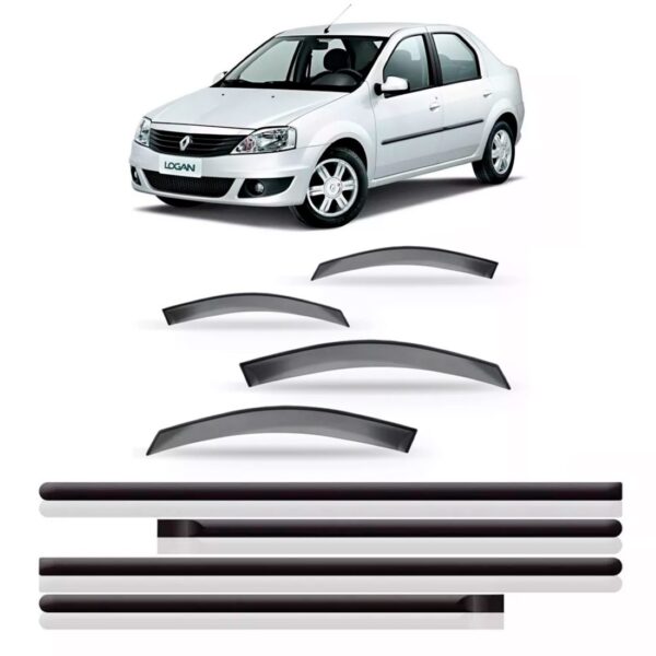 Calha Chuva Logan 2008 A 2014 + Friso Lateral Fumê