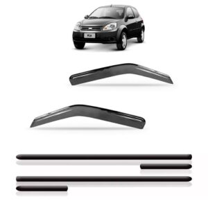 Kit Calha Chuva Ford Ka 1997 Até 2012 2p + Friso Lateral Fumê