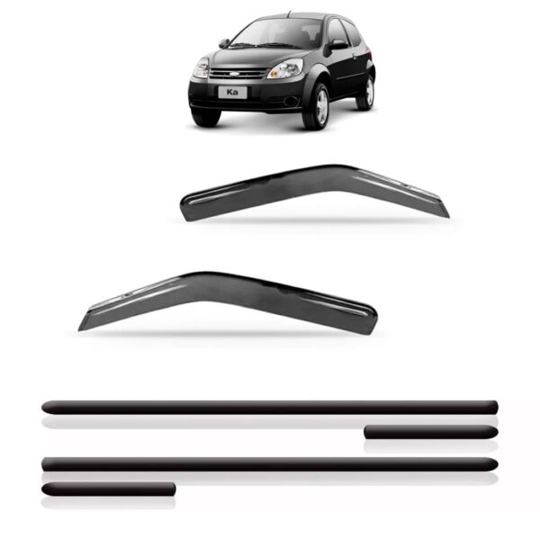Kit Calha Chuva Ford Ka 1997 Até 2012 2p + Friso Lateral Fumê