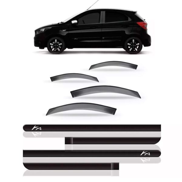 Kit Calha Chuva Ford Ka Hatch 2015 A 2018 4p + Friso Lateral Fumê