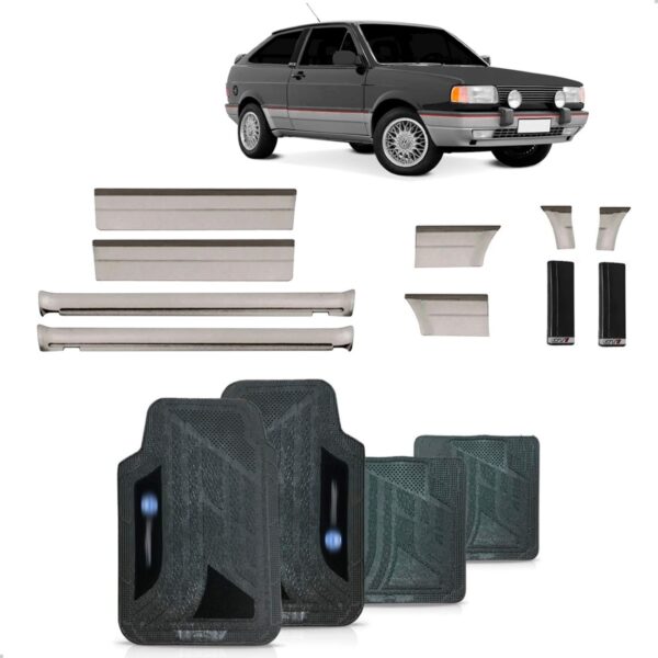 Kit Friso Lateral Gol Gti Quadrado 1989 A 1994  Jogo Tapete Preto