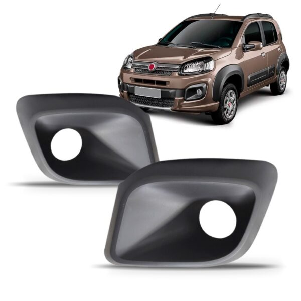 Par Moldura Milha Auxiliar Uno 2017 2018 2019 Preta C/ Furo