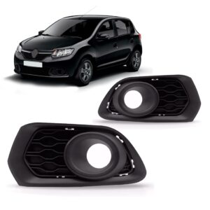 Par Moldura Milha Sandero 2015 2016 2017 Preto Com Furo Preto