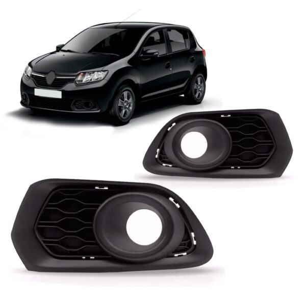 Par Moldura Milha Sandero 2015 2016 2017 Preto Com Furo Preto