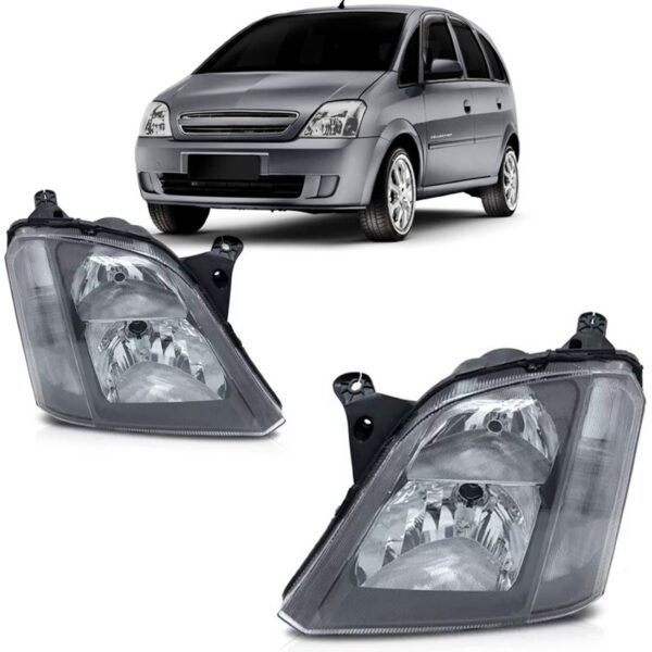 Par Farol Meriva 2002 A 2011 Máscara Cinza Direito E Esquerdo