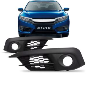 Par Moldura Farol Milha Civic 2017 A 2020 Preta Com Furo Preto Ambos Os Lados