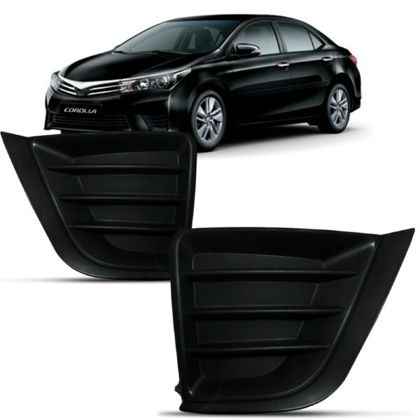 Par Moldura Farol Milha Corolla 2015 A 2017 Preta Sem Furo - Preto - Ambos Os Lados