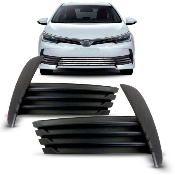 Par Moldura Farol Milha Corolla 2018 A 2020 Preta Sem Furo Preto