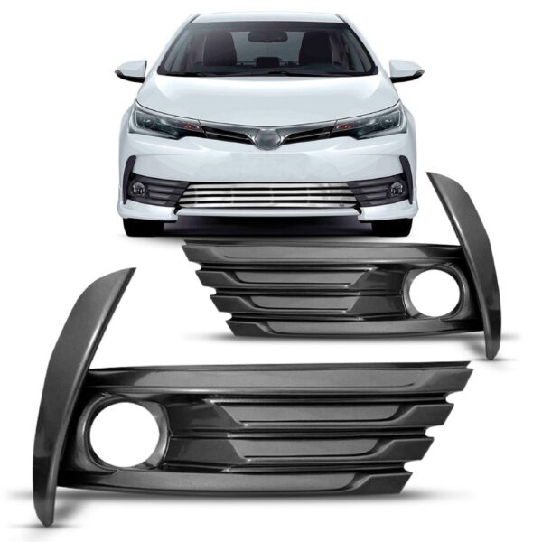 Par Moldura Farol Milha Corolla 2018 A 2020 Grafite Com Furo Grafite Ambos Os Lados