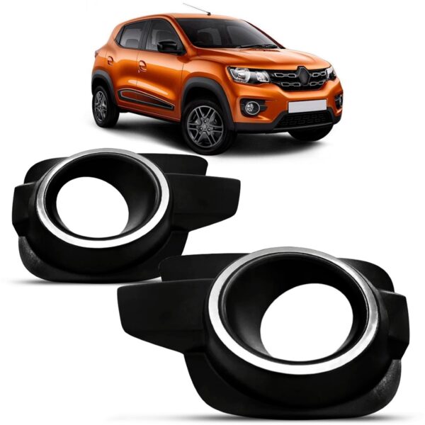 Par Tela Frontal Milha Kwid 2017 A 2022 Com Furo Aro Cromado