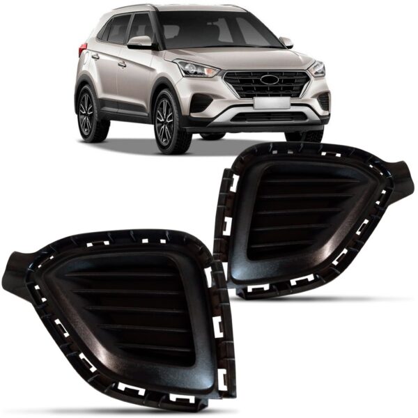 Par Moldura Farol Milha Creta 2017 A 2020 Preta Sem Furo Preto Ambos Os Lados