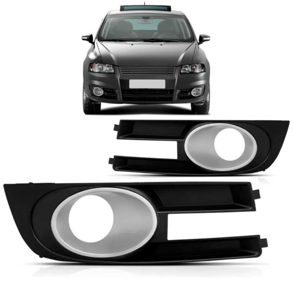 Par Moldura Milha Stilo 2005 A 2009 Preto Fosco Aro Prata Preto Fosco