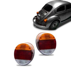 Par Lanterna Fusca Fafa 84/85/ 83/82 Acrilico Tricolor Ambar Ambos Lados Vermelho