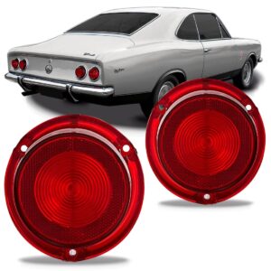 Jogo Lente Sinaleira Traseira Opala Caravan 1970/1979 Sem Ré Rubi