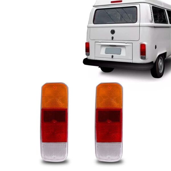 Par De Lente Da Lanterna Traseira Tricolor Kombi Laranja