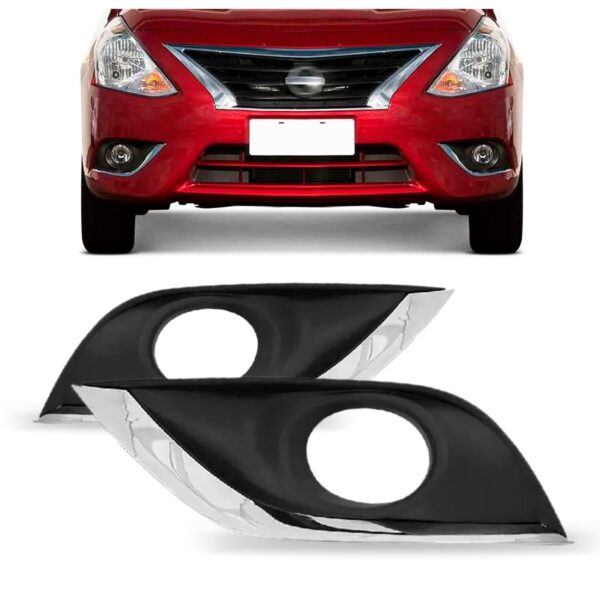 Par Moldura Milha Versa 15 A 21 Com Furo Preto Friso Cromado Preto