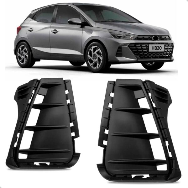 Par Moldura Farol Milha Hb20 2023 Até 2024 Preto Sem Furo Preto