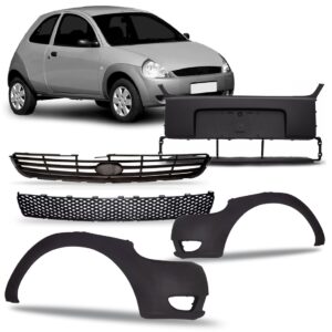 Kit Envolvente Dianteiro Ka 2002 A 2007 Com Grade Novo Preto