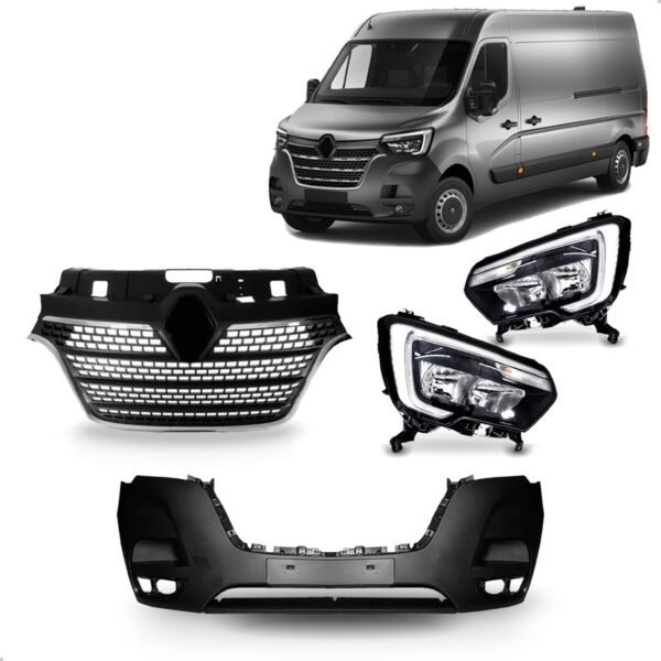 Kit Envolvente + Grade + Par Farol Master 2022 2023 2024 Preto