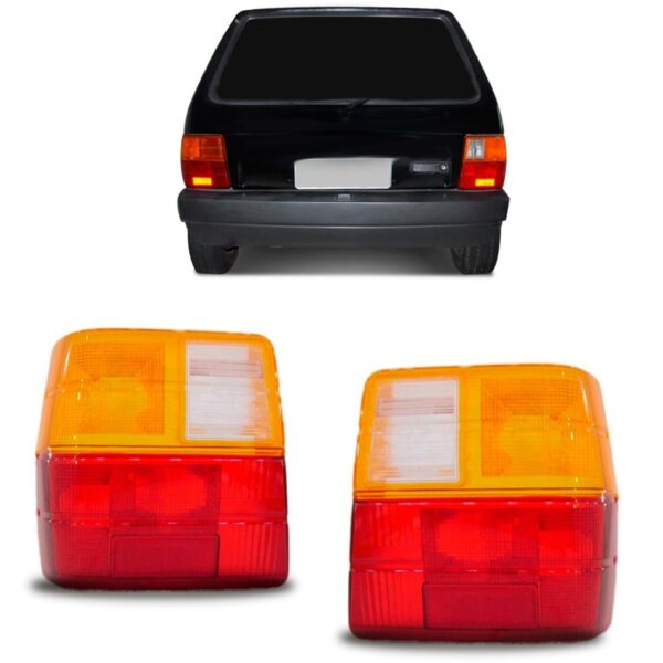 Par Lanterna Traseira Uno 91 A 96 97 98 99 00 01 02 03 Kit Tricolor