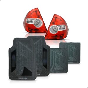 Par Lanterna Fiesta Sedan 2005 A 2010 + Jogo Tapete Pvc Vermelho