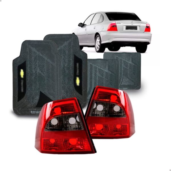 Par Sinaleira Vectra 2000 A 2004 Fume + Jogo Tapete Pvc Vermelho