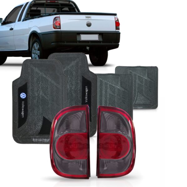 Par Lanterna Saveiro G4 Fume + Jogo Tapete Pvc 2006 A 2010 Ambos Os Lados