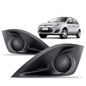 Par Moldura Milha Parachoque S/furo Fiesta 2011 A 2013 Hatch Preto Ambos Os Lados