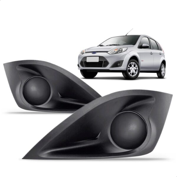 Par Moldura Milha Parachoque S/furo Fiesta 2011 A 2013 Hatch Preto Ambos Os Lados