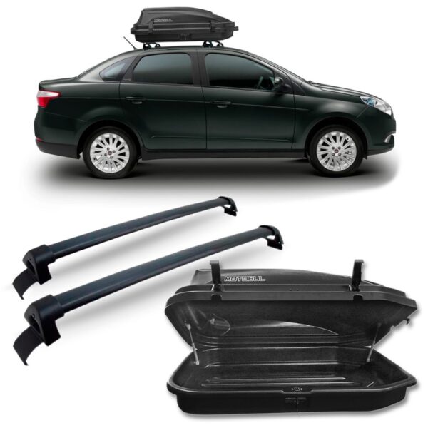 Rack Bagageiro Grand Siena 2012  2016 Preto + Baú 270 Litros Preto
