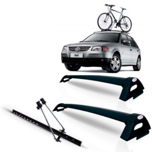 Rack Teto Gol G2 G3 G4 Aluminio Preto + Suporte Bicicleta Preta