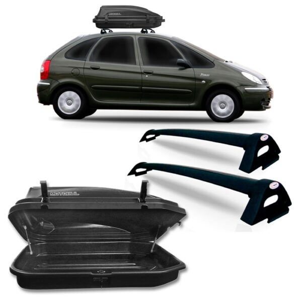 Bagageiro Picasso 2001 A 2012 Preto + Maleiro 270 Litros Preta