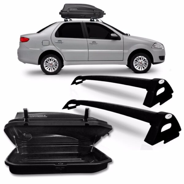 Bagageiro Fiat Siena 1996 A 2011 Preto + Bau Maleiro 270 L Preto